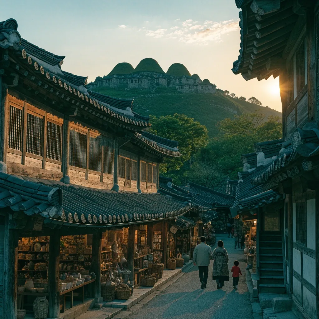 해 질 무렵 대릉원 뒤편 한옥 거리 산책